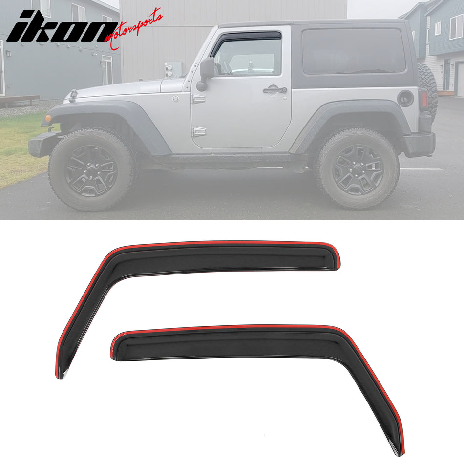 2007-2018 Jeep Wrangler 2Dr In-channel Window Visors Rain Deflectors