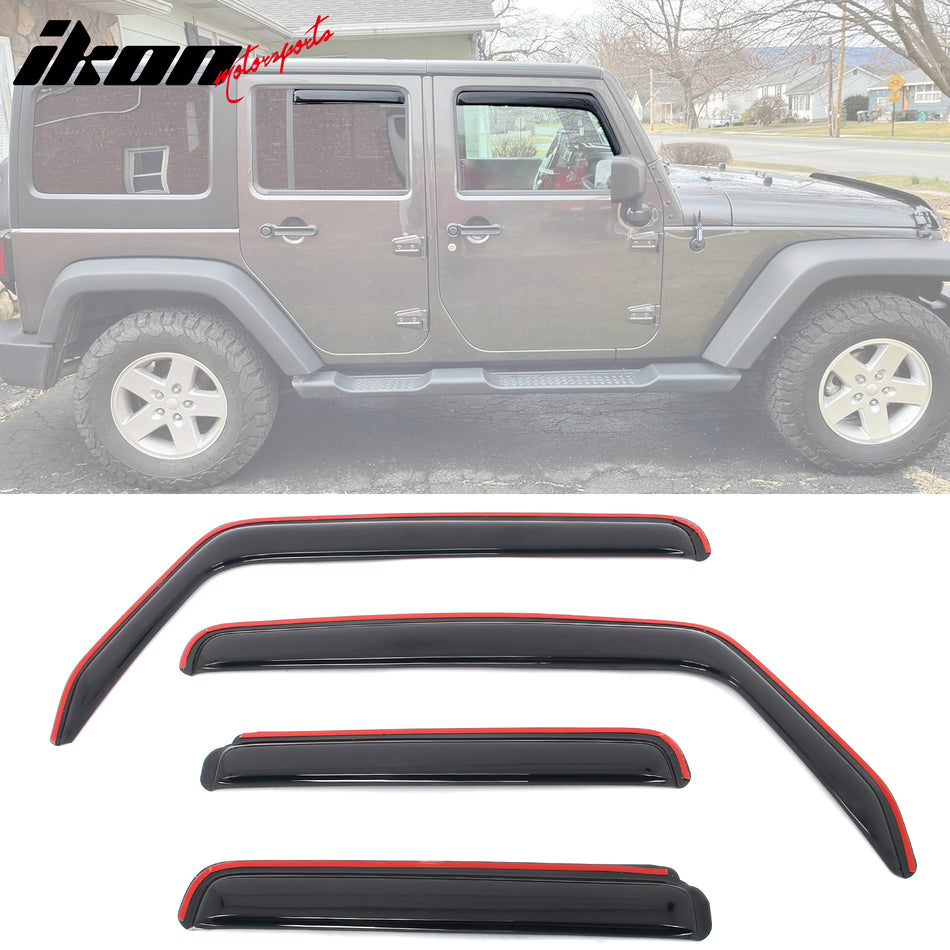 2007-2018 Jeep Wrangler Unlimited In-channel Window Visors Guard 4PCS