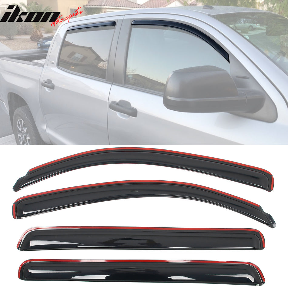 In-channel Window Visor Deflectors for Toyota Tundra Crewmax Cab 2007-2021