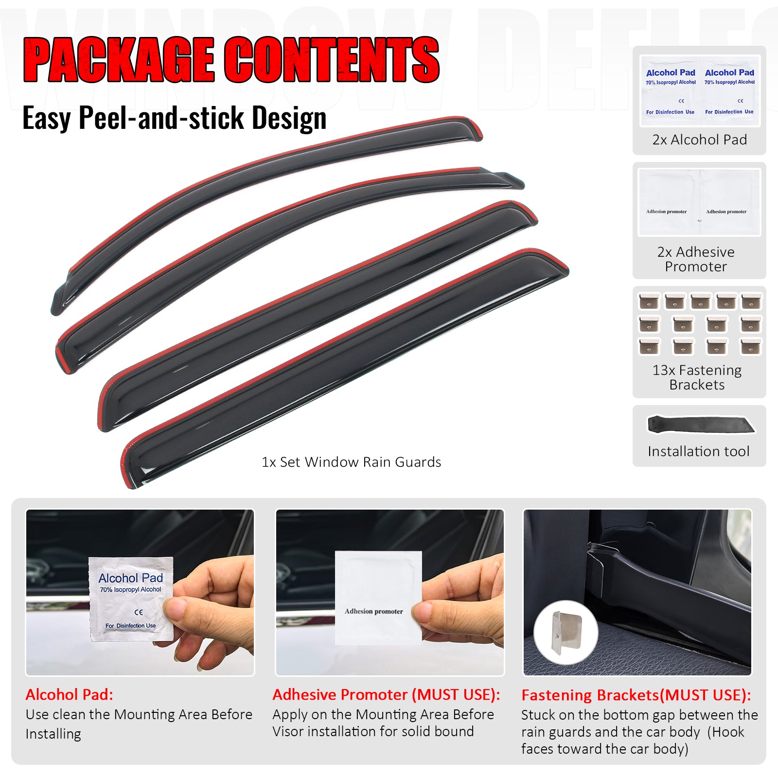 For 07-21 Toyota Tundra Crewmax Cab In-channel Window Visor Side Door Deflectors