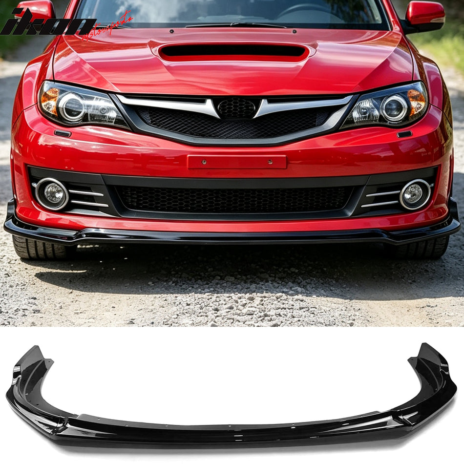 2008-2010 Subaru Impreza WRX STI IKON Style Gloss Black Front Bumper Lip PP