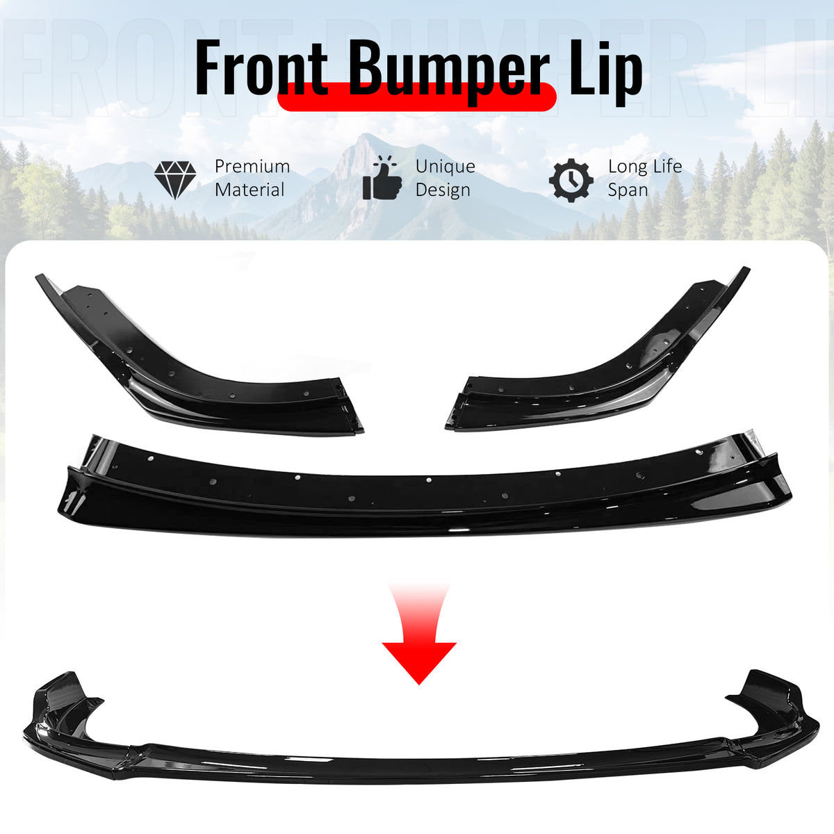 Fits 08-10 Impreza WRX STI IKON Front Bumper Lip Chin Spoiler Gloss Black PP
