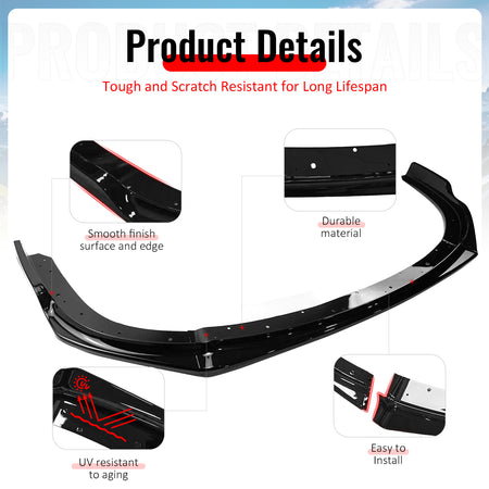 Fits 08-10 Impreza WRX STI IKON Front Bumper Lip Chin Spoiler Gloss Black PP