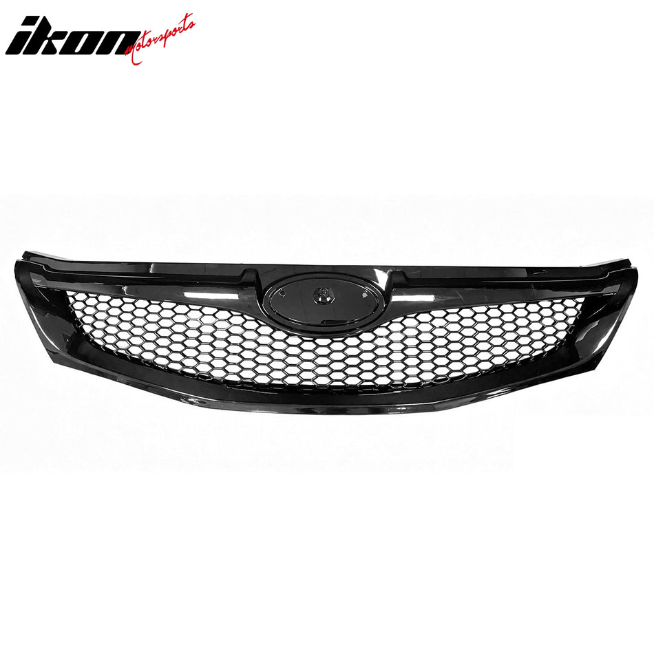 2008-2010 Subaru Impreza WRX & WRX STI Hatchback Honeycomb Style Front Bumper Upper Grille Replacement Gloss Black ABS