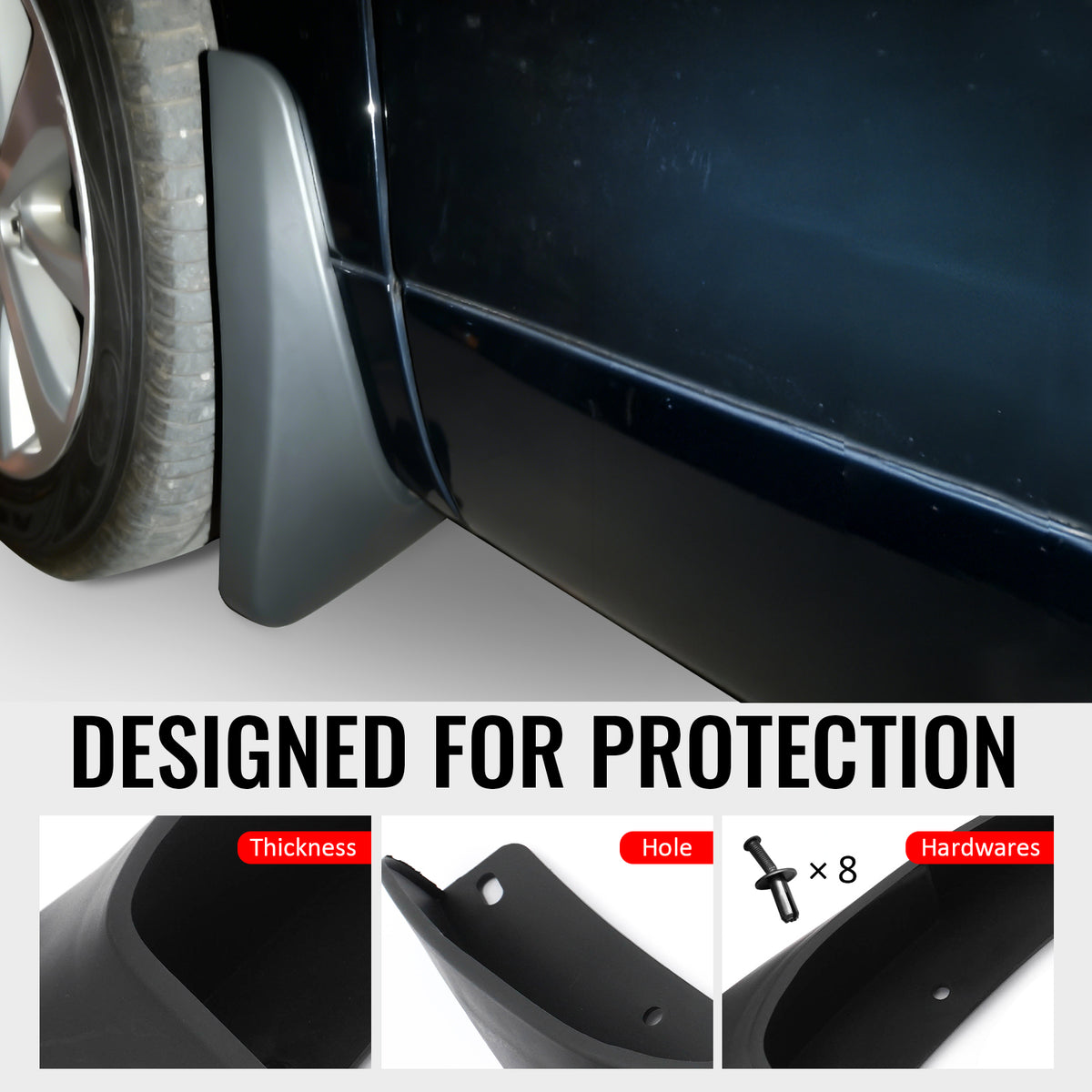 Fits 08-10 Toyota Highlander Front & Rear Mud Flaps Wheel Arch Splash Guards PP