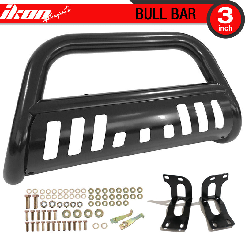 IKON MOTORSPORTS, Bull Bar Compatible With 2008-2010 Ford F250 F350 F450 F550 Super Duty, Black 3" Tube Front Bumper Grille Guard 2009