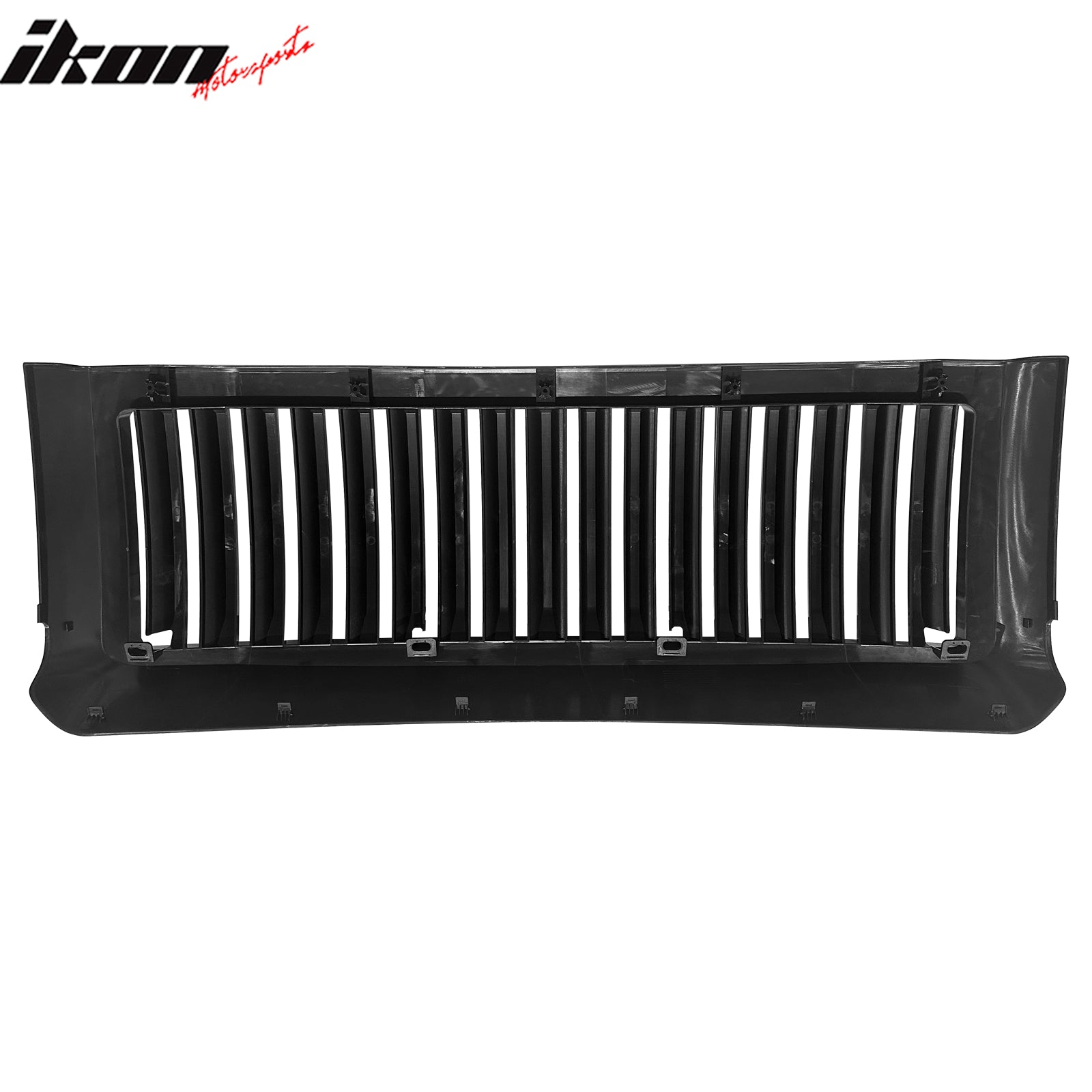 IKON MOTORSPORTS Front Bumper Grille, Compatible with 2008-2010 Ford F-250 Super Duty, Vertical Bar Style Gloss Black ABS Plastic Replacement Front Bumper Grill Assembly