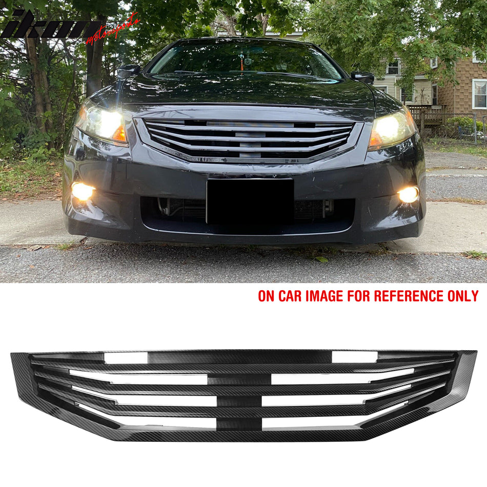 2008-2010 Honda Accord Coupe 2-Door Mugen Style Front Bumper Upper Grille Replacement Carbon Fiber Print ABS