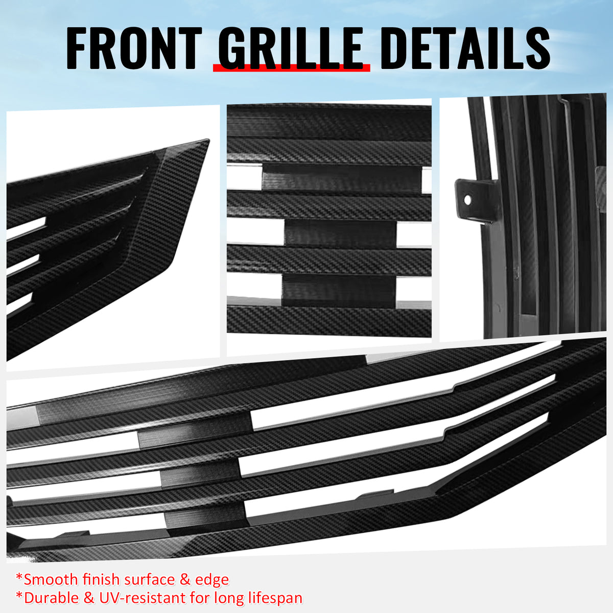 Fits 08-10 Honda Accord Coupe Mugen Style Upper Grille Carbon Fiber Print ABS