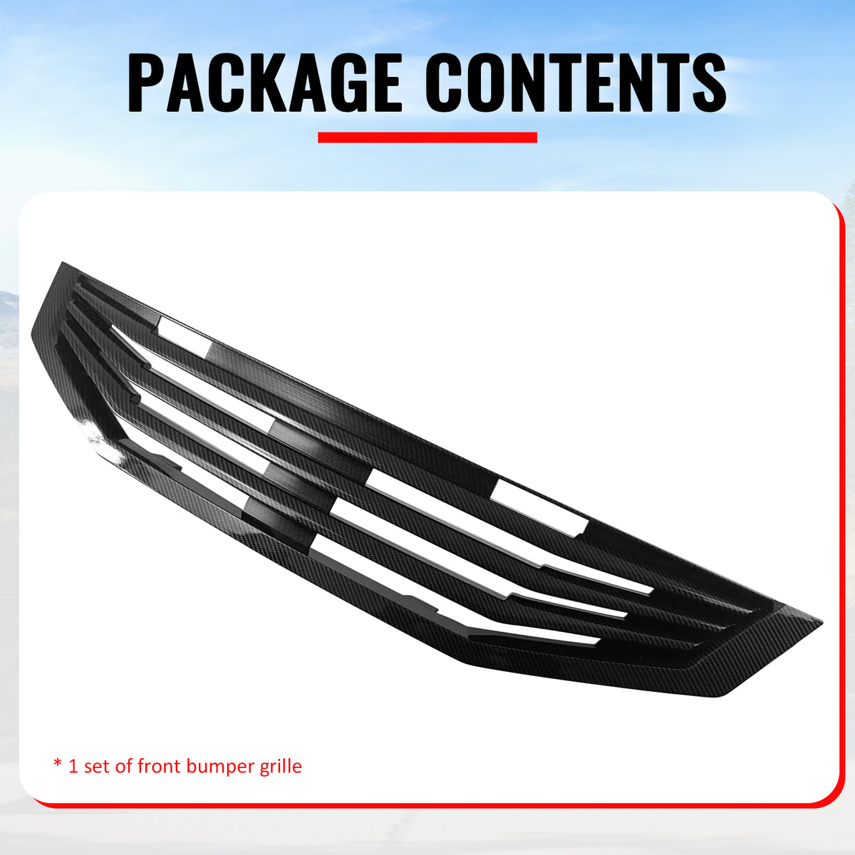 Fits 08-10 Honda Accord Coupe Mugen Style Upper Grille Carbon Fiber Print ABS