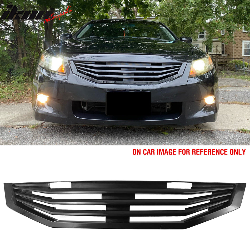 2008-2010 Honda Accord Coupe 2-Door Mugen Style Front Bumper Upper Grille Replacement Matte Black ABS