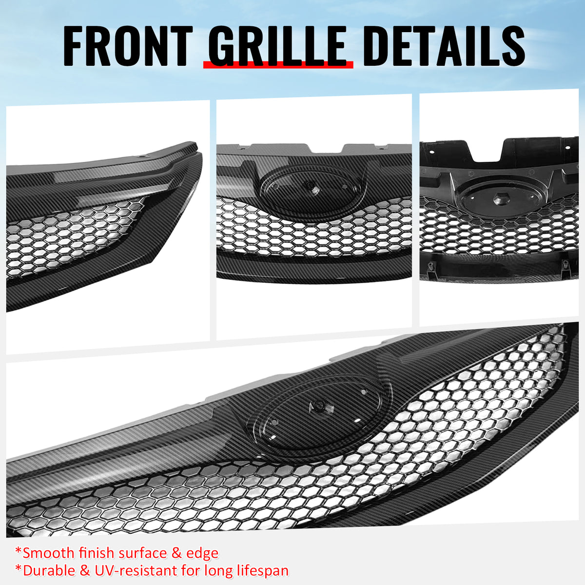 Fits 08-10 Subaru WRX & WRX STI Hatchback Honeycomb Style Grille CF Print ABS
