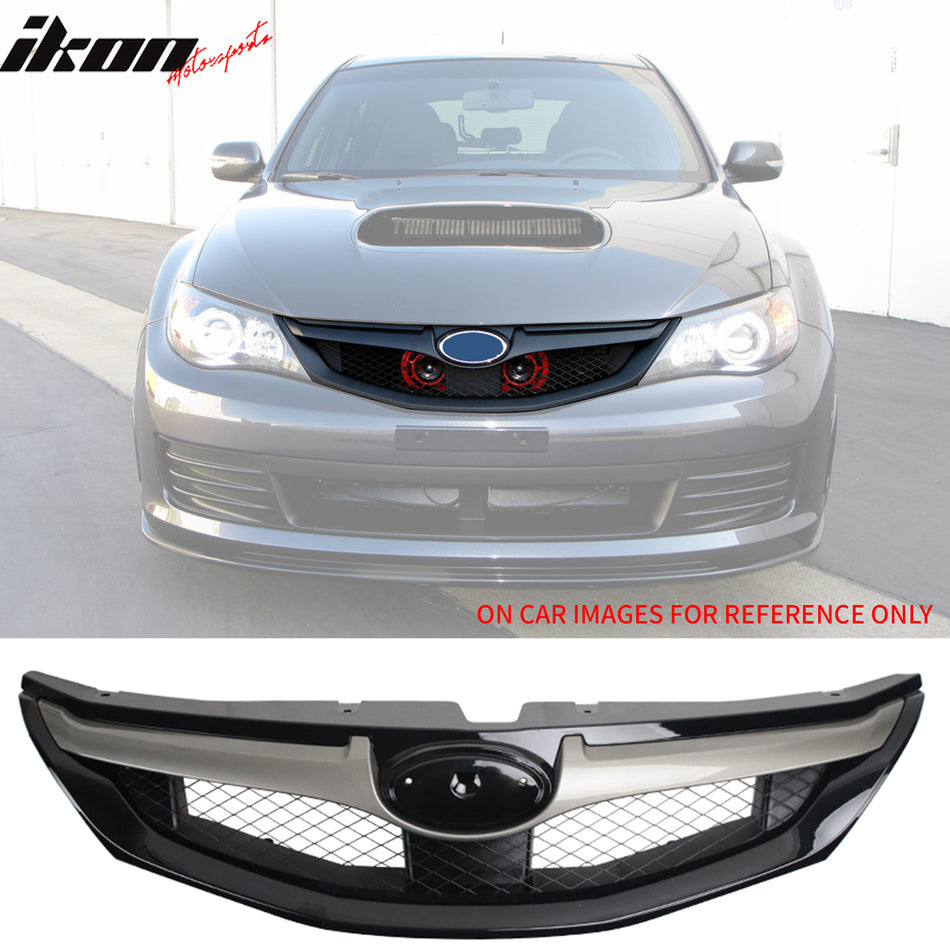 2008-2010 Subaru Impreza WRX OE Style Grille Gloss Black W/ Silver ABS
