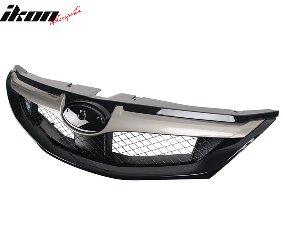 Fits 08-10 Subaru Impreza WRX Hatchback OE Front Grille Gloss Black W/ Silver