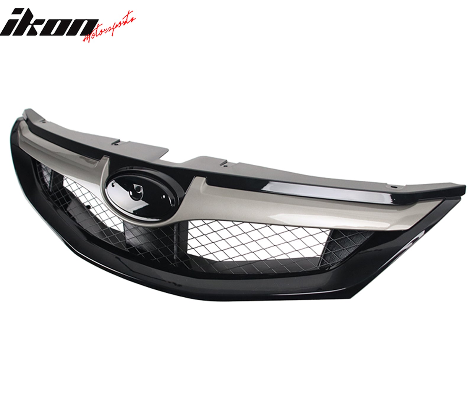 Fits 08-10 Subaru Impreza WRX Hatchback OE Front Grille Gloss Black W/ Silver