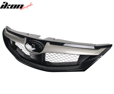 Fits 08-10 Subaru Impreza WRX Hatchback OE Front Grille Gloss Black W/ Silver