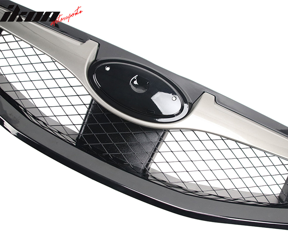Fits 08-10 Subaru Impreza WRX Hatchback OE Front Grille Gloss Black W/ Silver