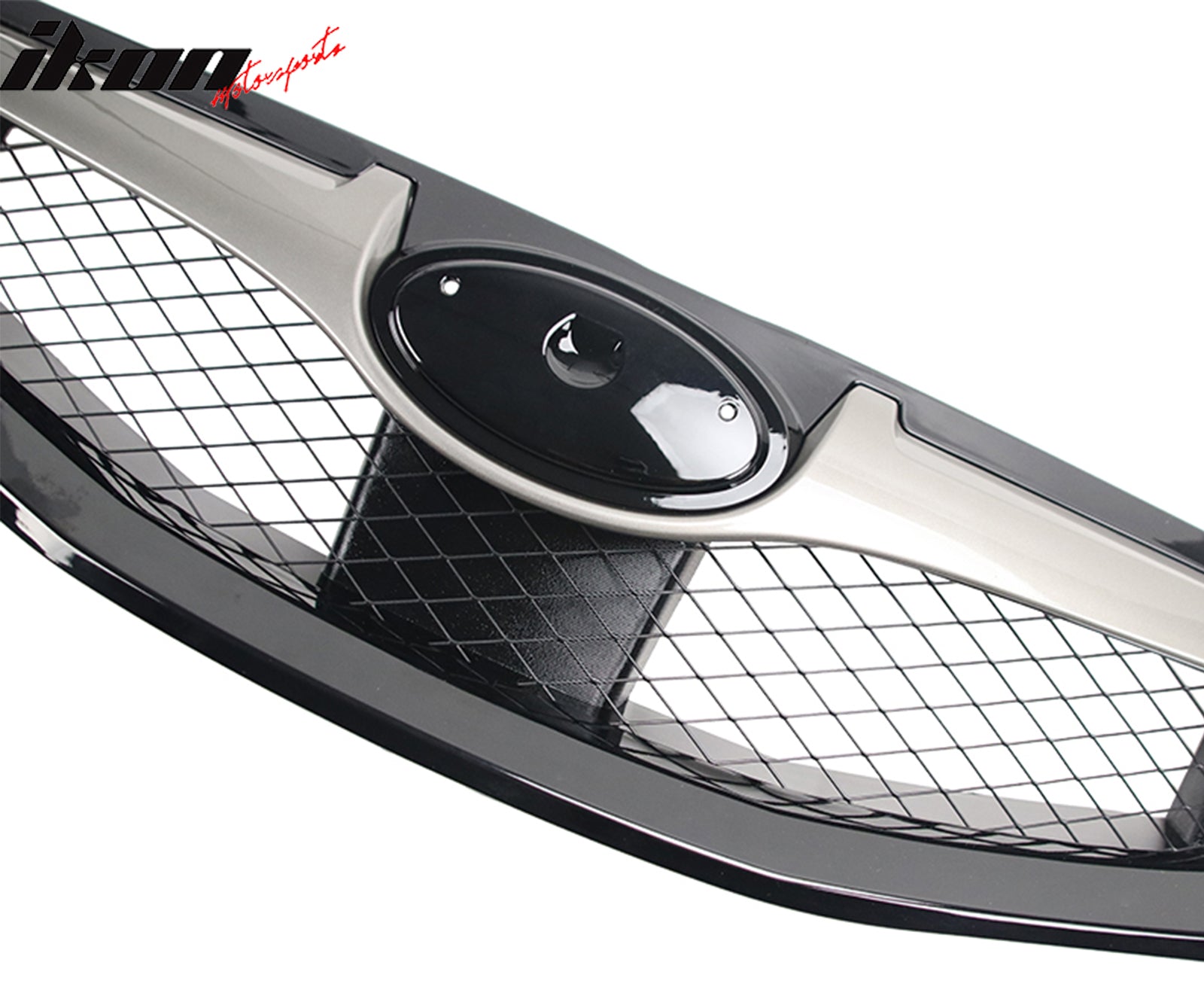 Fits 08-10 Subaru Impreza WRX Hatchback OE Front Grille Gloss Black W/ Silver