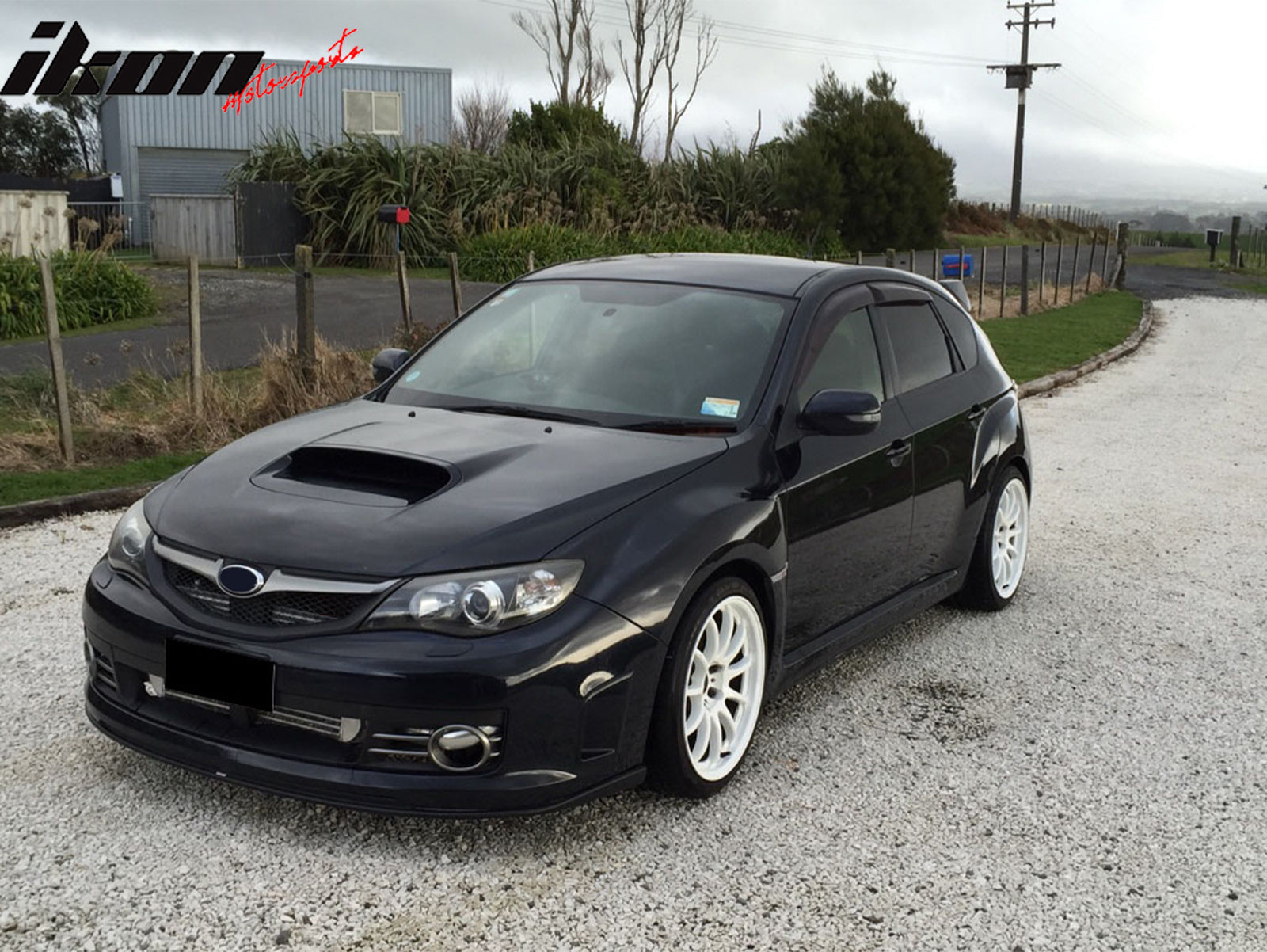 Fits 08-10 Subaru Impreza WRX Hatchback OE Front Grille Matte Black W/ Silver