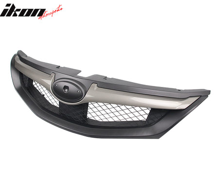 Fits 08-10 Subaru Impreza WRX Hatchback OE Front Grille Matte Black W/ Silver