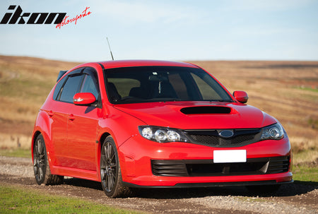 IKON MOTORSPORTS Front Upper Grille, Compatible with 2008-2010 Subaru Impreza WRX Hatchback 4DR Only, OE Style Matte Black ABS Plastic Replacement Front Bumper Hood Grill 1PC