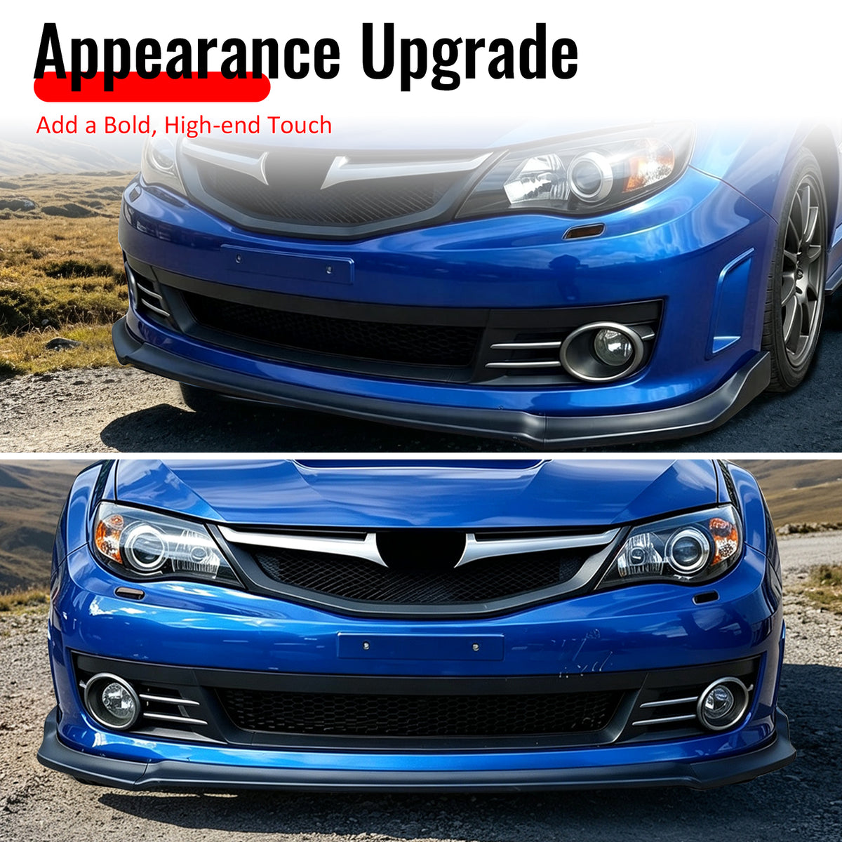 Fits 08-10 Impreza WRX STI IKON Front Bumper Lip Chin Spoiler Matte Black PP