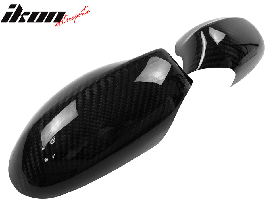 IKON MOTORSPRTS, Mirror Cover Compatible With 2010-2013 BMW E82 1-Series Coupe, Side Rear View Add-On Caps Real Carbon Fiber Factory Style Driver Passenger Overlay Guard 2PC, 2011 2012