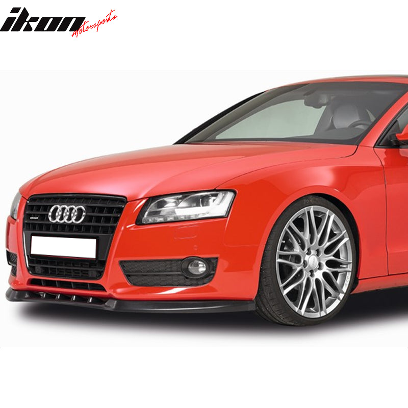 IKON MOTORSPORTS, Front Bumper Lip Compatible With 2008-2012 Audi A5 Base, MX Style Unpainted PU Air Dam Chin Protector Front Bumper Spoiler