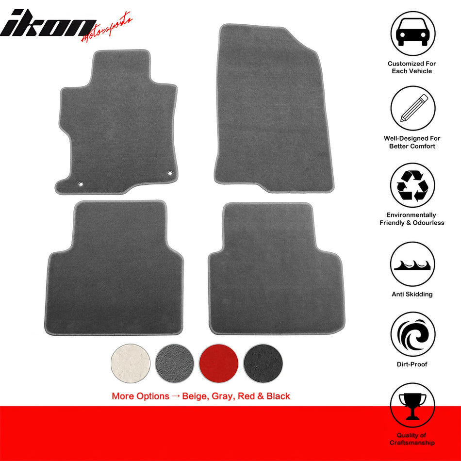 Car Floor Mat for 2008-2012 Honda Accord Gray Carpet 4PC Nylon