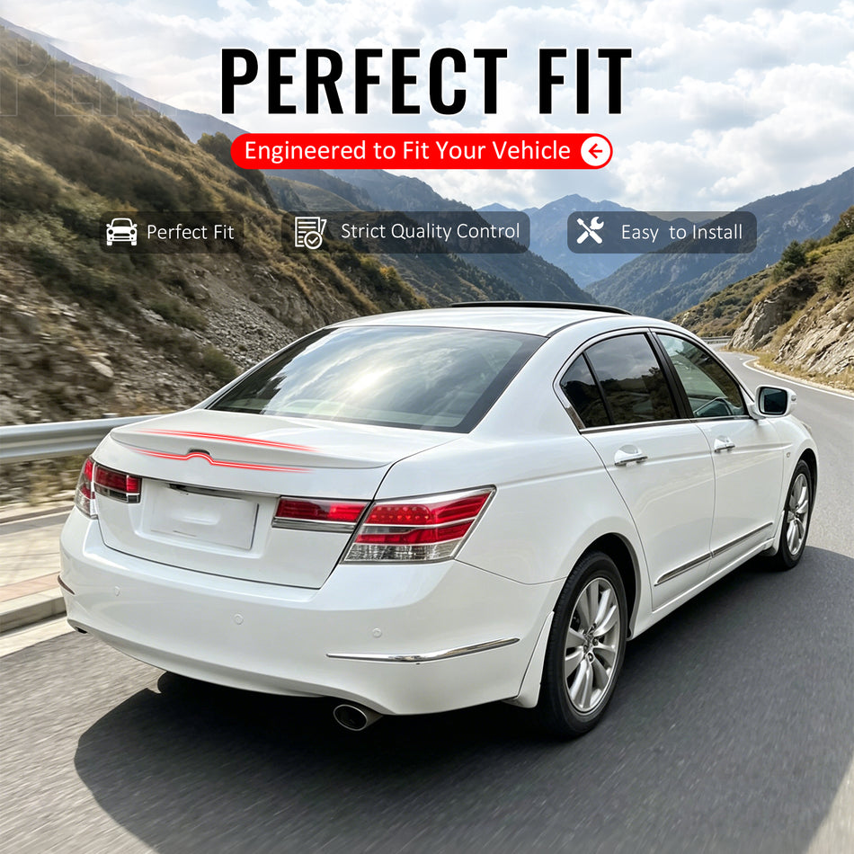 IKON MOTORSPORTS, Trunk Spoiler Compatible with 2008-2012 Honda Accord Sedan 4-Door Only, OE Style Gloss Black ABS Plastic Add-on Duckbill Rear Trunk Lid Spoiler Wing Lip 1Piece