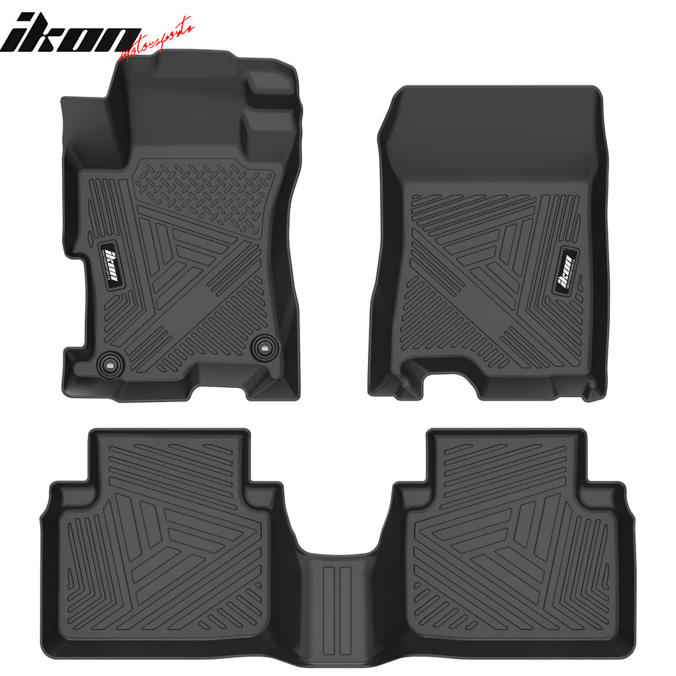 IKON MOTORSPORTS 3D TPE Floor Mats + Trunk Mats, Compatible with 2008-2012 Honda Accord Sedan, All Weather Waterproof Non-Slip Floor Liners, Front & 2nd Row Full Set Interior Accessories, IKON Style