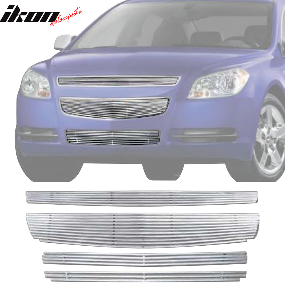 2008-2012 Chevrolet Malibu Billet Style Front Grille Insert Steel 4PC