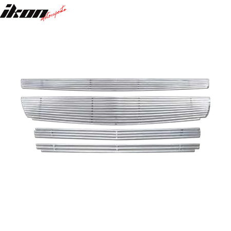IKON MOTORSPORTS Front Bumper Grille Insert, Compatible with 2008-2012 Chevrolet Malibu, Billet Style Chrome Stainless Steel Replacement Front Bumper Grill Assembly 4PCS