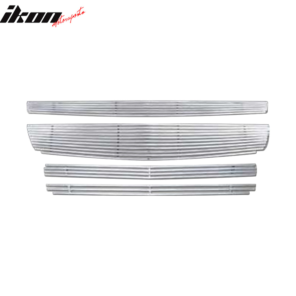 IKON MOTORSPORTS Front Bumper Grille Insert, Compatible with 2008-2012 Chevrolet Malibu, Billet Style Chrome Stainless Steel Replacement Front Bumper Grill Assembly 4PCS
