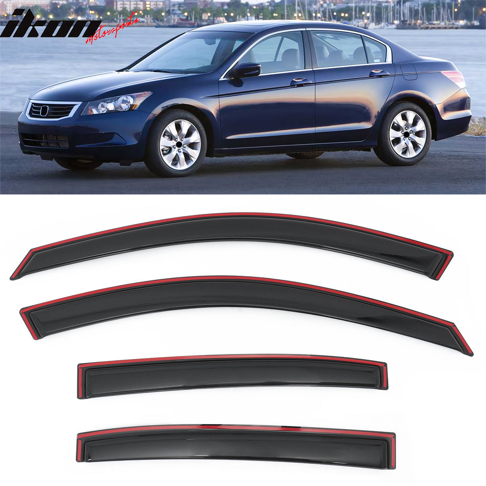 2008-2012 Honda Accord Sedan 4 Door Window Visor In Channel Rain Guard