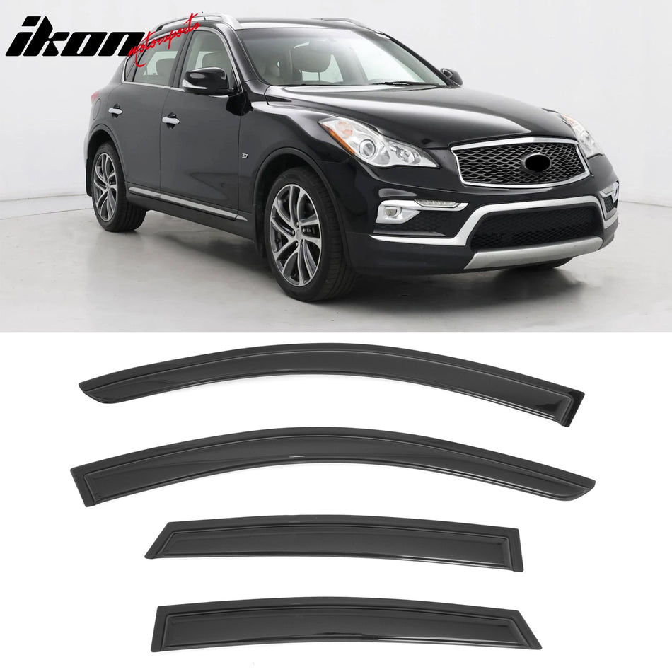 Window Visors for Infiniti EX35 2008-2012 & EX37 2013 & QX50 2014-2017 Smoke Acrylic Rain Sun Deflectors Guard 4PCS Set