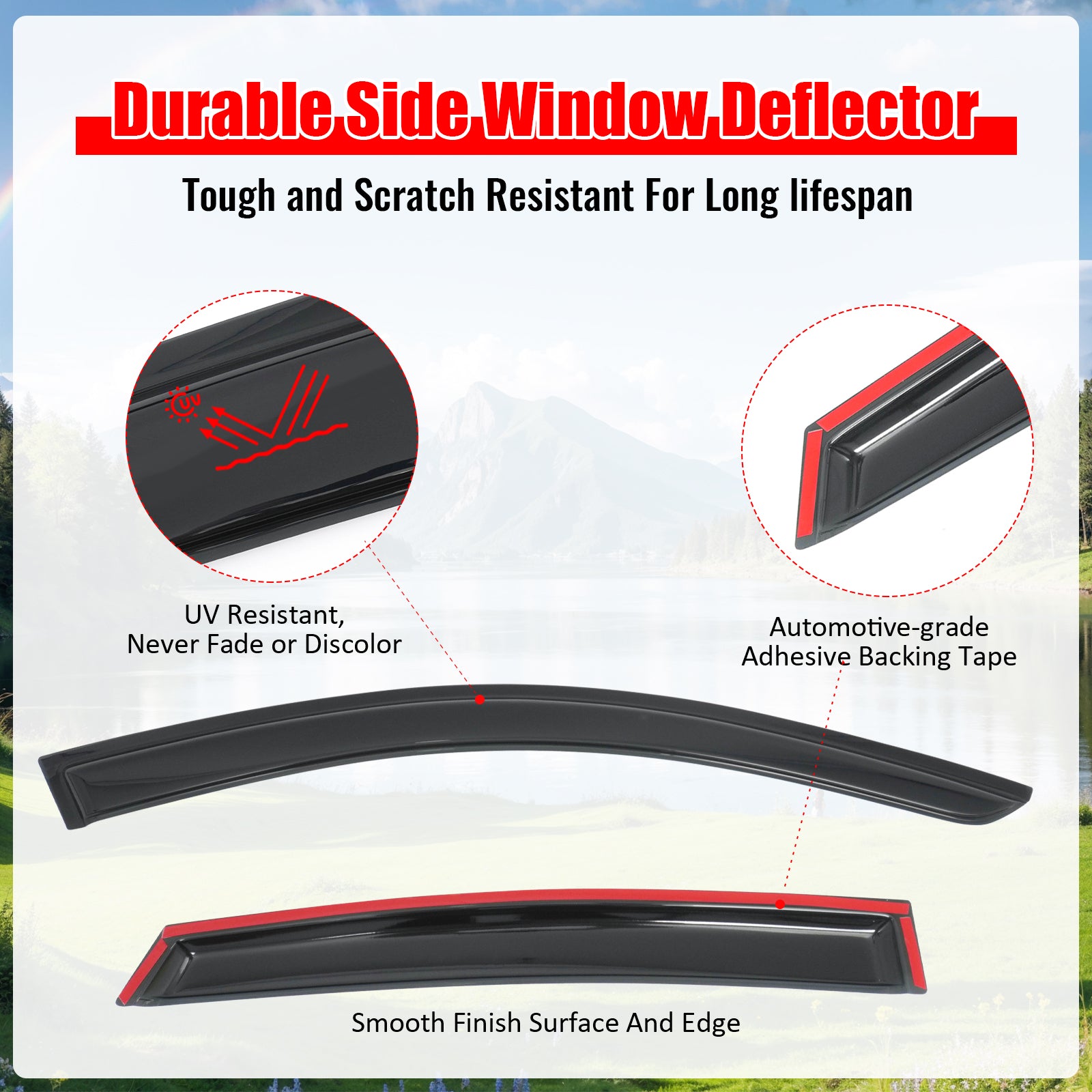Fits 14-17 Infiniti QX50& 08-12 EX35 4PCS Window Visors Smoke Acrylic Rain Shade