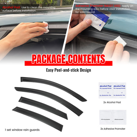 Fits 14-17 Infiniti QX50& 08-12 EX35 4PCS Window Visors Smoke Acrylic Rain Shade