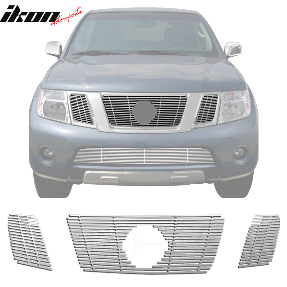 2008-2012 Pathfinder Billet Style Front Upper Grille Insert Steel 3PC
