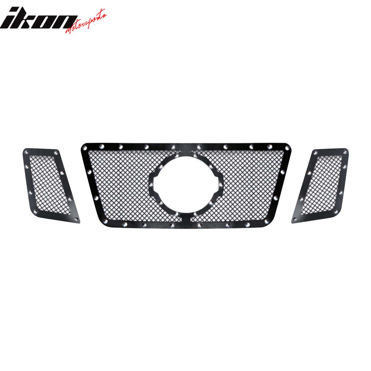 Fits 08-12 Nissan Pathfinder Perimeter Woven Mesh 3PC Front Upper Grille Inserts
