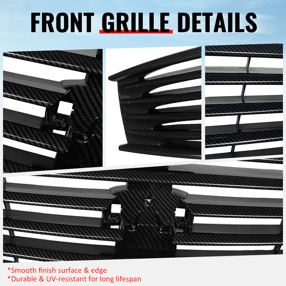 Fits 08-15 Infiniti G37 Q60 Coupe OE Style Upper Grille Carbon Fiber Print ABS