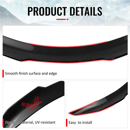 Fits 08-13 INFINITI G37 14-15 Q60 Trunk Spoiler Carbon Fiber Print PSM Style ABS