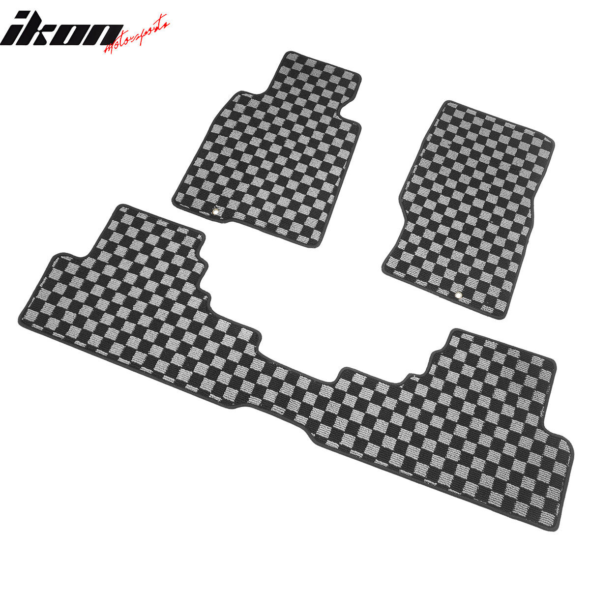 Fits 08-13 Infiniti G37 Floor Mats Non-Slip Carpets Checkered Black Gray Plaid