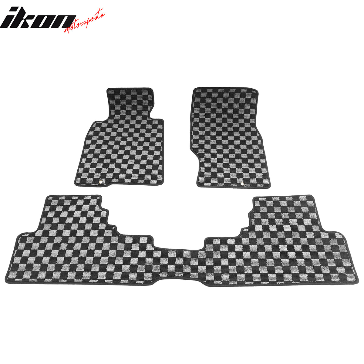 Fits 08-13 Infiniti G37 Floor Mats Non-Slip Carpets Checkered Black Gray Plaid