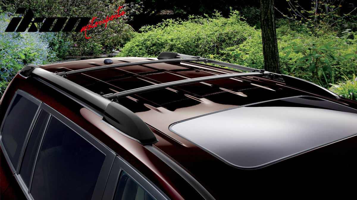 Fits 08-13 Toyota Highlander OE Style Top Roof Rack Rail Bar Aluminum Black 2PC