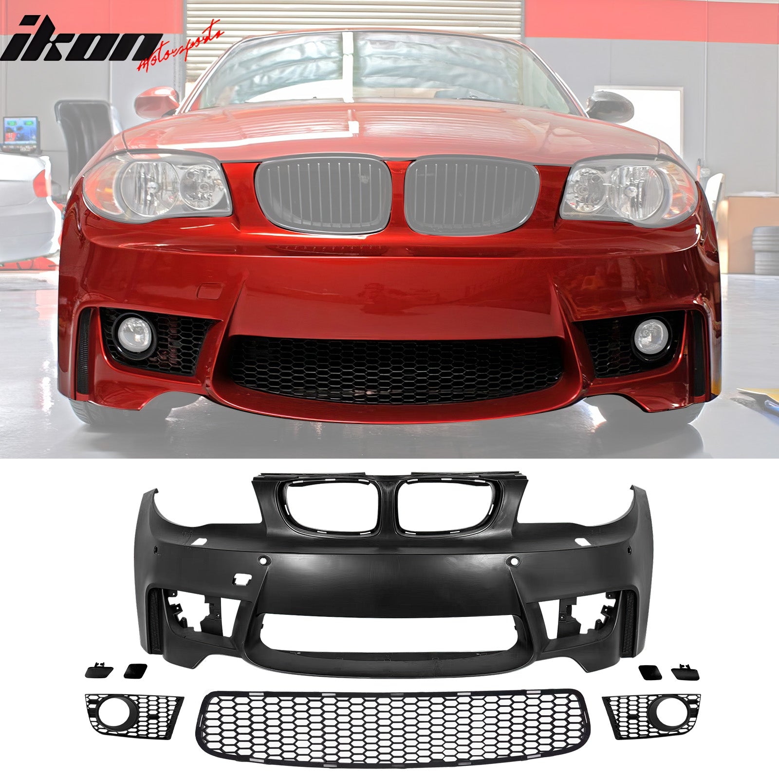 Fits 08-13 BMW E82 E88 1-Series 1M Style Front Bumper Conversion
