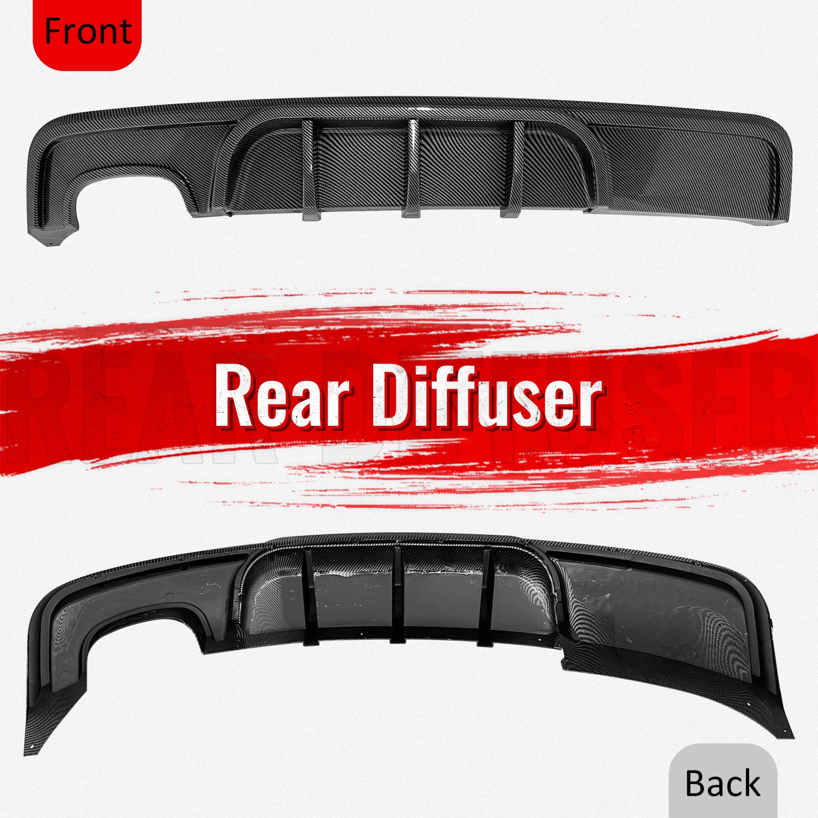 For 08-13 BMW 1-Series E82 E88 MP Style Rear Diffuser Lip ABS Carbon Fiber Print