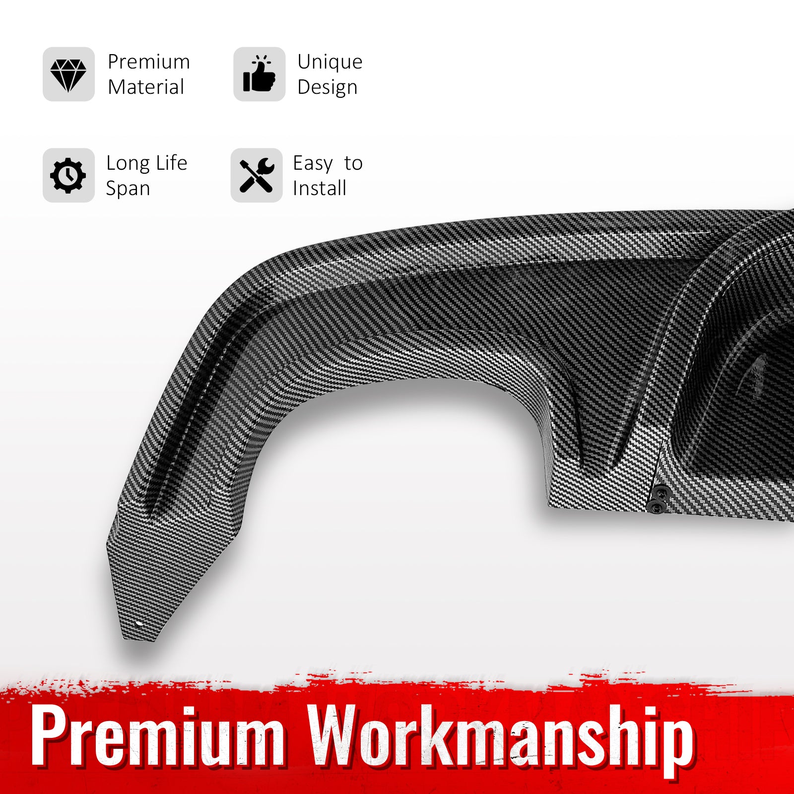 For 08-13 BMW 1-Series E82 E88 MP Style Rear Diffuser Lip ABS Carbon Fiber Print