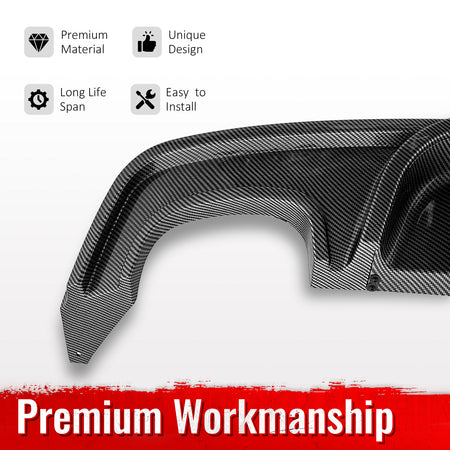 For 08-13 BMW 1-Series E82 E88 MP Style Rear Diffuser Lip ABS Carbon Fiber Print