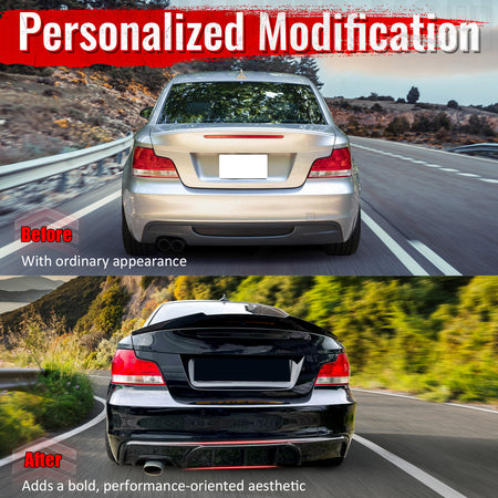 For 08-13 BMW 1-Series E82 E88 MP Style Rear Diffuser Lip ABS Carbon Fiber Print